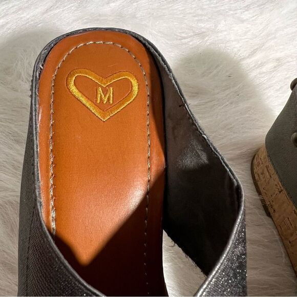 Madeline Adonis silver cross strap brass studded cork heels - 8M‎ - Picture 8 of 11